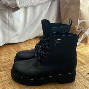Fendi Black Combat Moto Boots with Chunky Sole